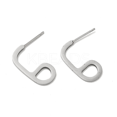 Tarnish Resistant 201 Stainless Steel Number 6 Stud Earrings with 304 Stainless Steel Pins for Women STAS-P319-39P-1