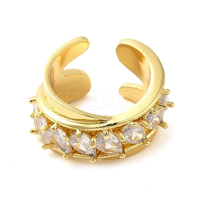 Brass Micro Pave Cubic Zirconia Cuff Rings RJEW-P102-09G-1