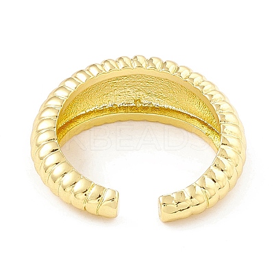 Rack Plating Brass Croissant Open Cuff Ring for Women X-RJEW-I083-04G-1