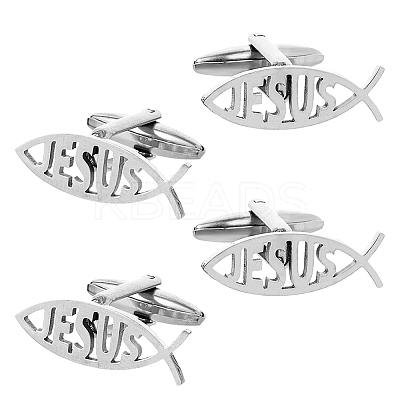2 Pairs Stainless Steel Cufflinks AJEW-FH0006-22P-1