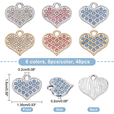 48Pcs 6 Colors Alloy Charms FIND-FH0003-72-1