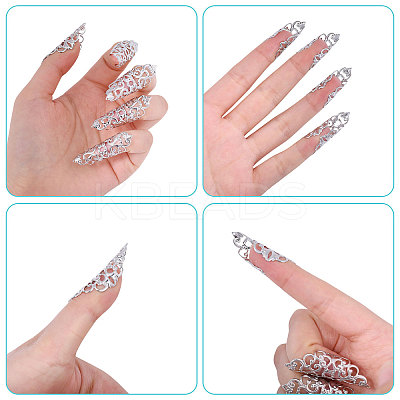 10Pcs Hollow Out Iron Fingers Nail Covers MRMJ-GL0001-20P-1
