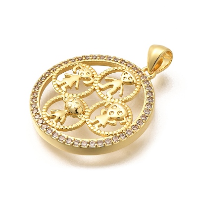 Rack Plating Brass Micro Pave Cubic Zirconia Pendants KK-L226-021G-1