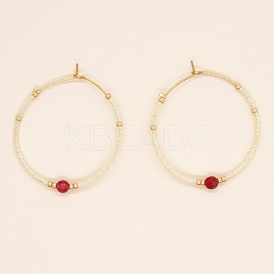 Bohemian Handmade Glass Beaded Hoop Earrings RN1446-3-1