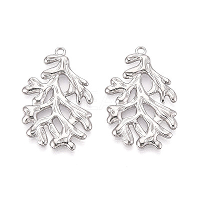 304 Stainless Steel Imitation Coral Pendants STAS-T069-41P-1