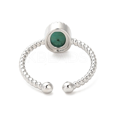 Natural Amazonite Open Cuff Ring RJEW-M166-04P-D-1