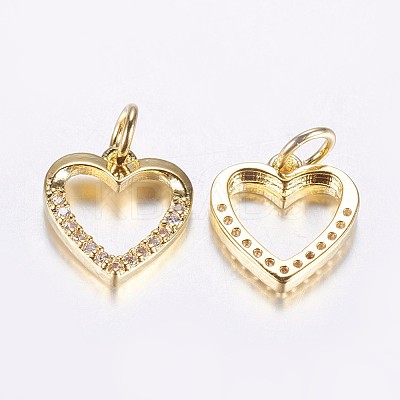 Long-Lasting Plated Brass Micro Pave Cubic Zirconia Charms X-ZIRC-F069-39G-1