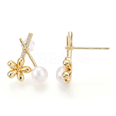 Natural Pearl Stud Earrings PEAR-N020-05S-1
