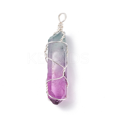 Natural Dyed Quartz Pointed Pendants PALLOY-JF01110-1