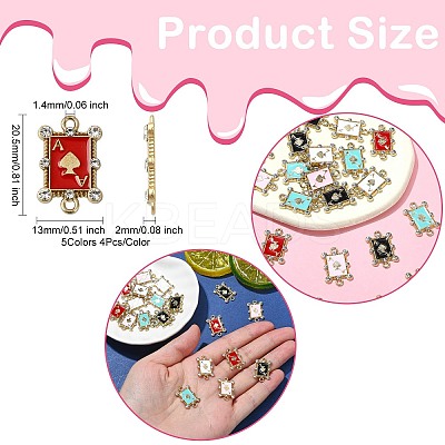 20Pcs 5 Colors Alloy Crystal Rhinestone Spades Connector Charms FIND-CJ0003-05-1