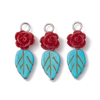 Dyed Synthetic Turquoise & Opaque Resin Pendants PALLOY-JF02713-1