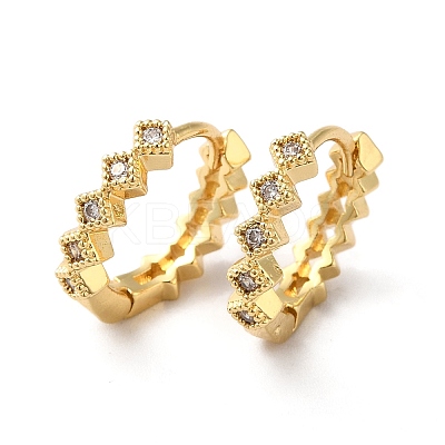 Clear Cubic Zirconia Rhombus Hoop Earrings ZIRC-Q201-21G-1