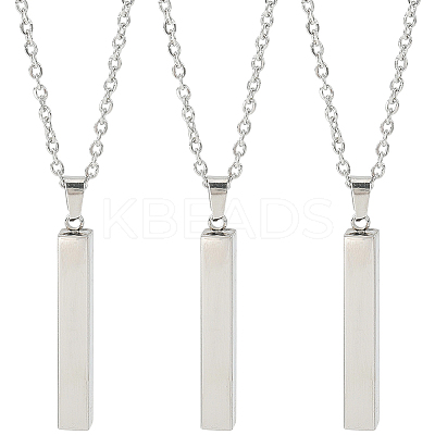 12 Sets 201 Stainless Steel Rectangle Pendant Necklaces NJEW-SC0001-59-1