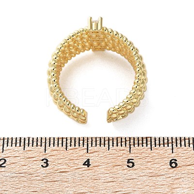 Rack Plating Real 18K Gold Plated Brass Multi Lines Open Cuff Rings RJEW-B048-08G-1