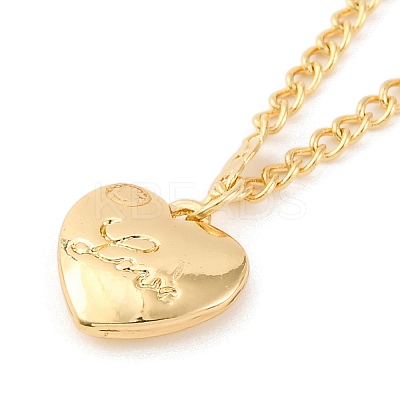 Alloy Love Heart Pendant Twisted Chain Necklaces for Women NJEW-M012-01G-1