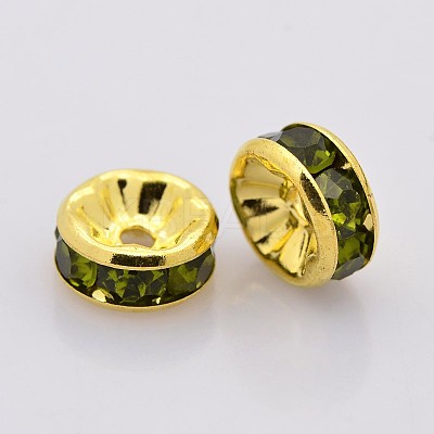 Brass Rhinestone Spacer Beads RB-A014-Z6mm-09G-1