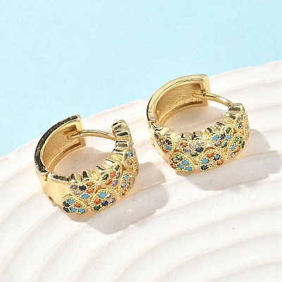 Heart Brass Micro Pave Cubic Zirconia Hoop Earrings EJEW-A132-10G-01-1