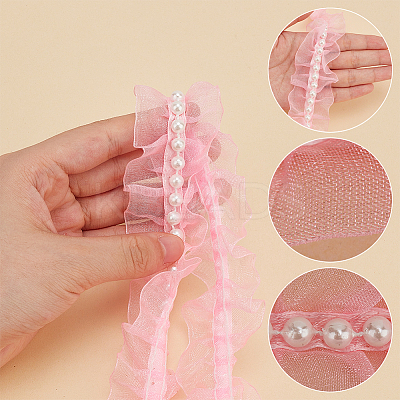1Pc Polyester Pleated Lace Ribbon OCOR-WR0001-30-1
