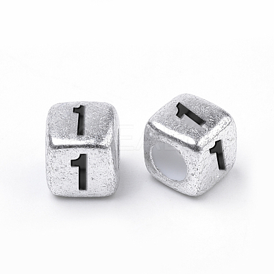 Antique Silver Plated Acrylic Beads PB43C9308-1-1