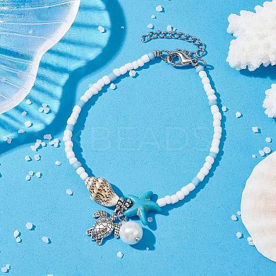 Tibetan Style Zinc Alloy Tortoise Charm Bracelet BJEW-JB09748-1