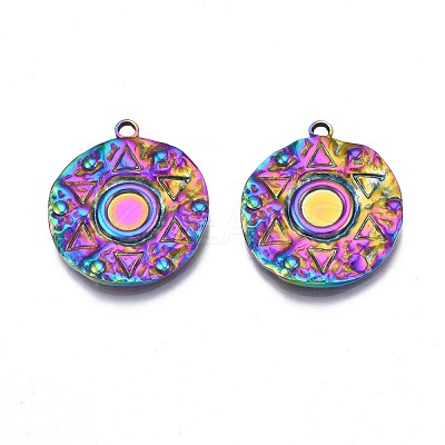 Rack Plating Rainbow Color Alloy Pendant Cabochon Settings PALLOY-N163-186-1