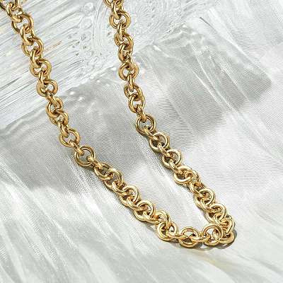 Ion Plating(IP) 304 Stainless Steel Rolo Chains Necklaces NJEW-F297-02G-1