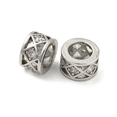 Brass Micro Pave Cubic Zirconia European Beads KK-H452-03P-1