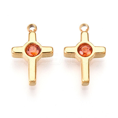 Ion Plating(IP) 304 Stainless Steel Micro Pave Cubic Zirconia Charms STAS-N110-01D-G-1
