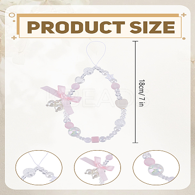 1Pc Heart & Bowknot Plastic Mobile Straps for Women AJEW-LP0004-63-1