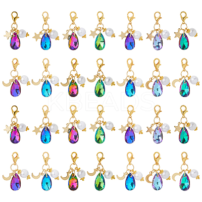 28Pcs 7 Colors Glass & Acrylic Pendant Decorations HJEW-FH00134-1