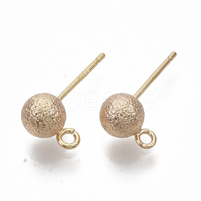 Brass Ball Stud Earring Findings KK-T048-010GB-NF-1