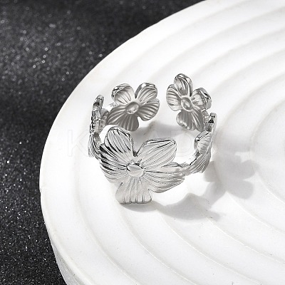 5Pcs 304 Stainless Steel Open Cuff Rings for Women RJEW-K313-11P-1