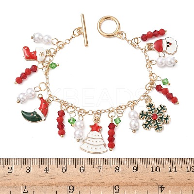 Christmas Alloy Enamel Charm Bracelets LS-BJEW-H634-01A-KCG-1