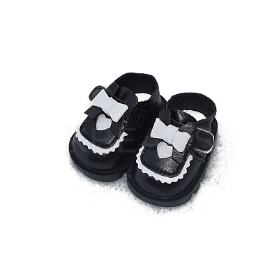 Imitation Leather Heart Bowknot Doll Shoes PW-WG36598-02-1