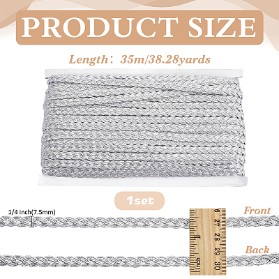 Metallic Polyester Braided Lace Trim OCOR-WH0678-20A-1