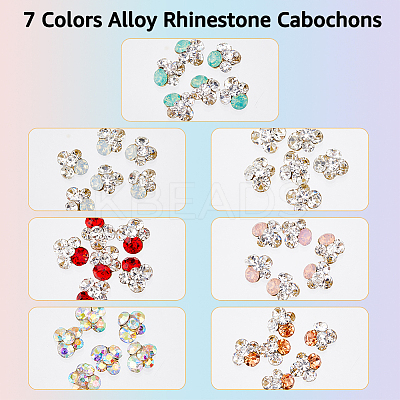 42Pcs 7 Colors Alloy Rhinestone Cabochons MRMJ-HY0001-01-1