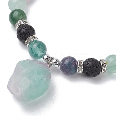 Natural Fluorite Beaded Stretch Bracelets BJEW-JB10070-01-1