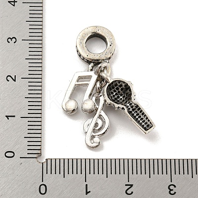 Rack Plating Tibetan Style Alloy European Musical Note Dangle Charms FIND-B034-39AS-1