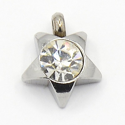 201 Stainless Steel Rhinestone Star Charm Pendants RB-M030-01J-1