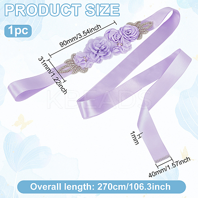 Rhinestone Flower with ABS Imitation Pearl Bridal Belt AJEW-WH0348-119C-1