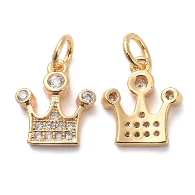 Brass Micro Pave Clear Cubic Zirconia Charms KK-I658-17G-1