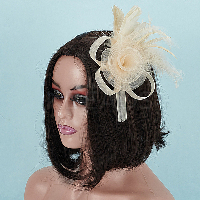 Polyester & Fether Hair Accessories AJEW-WH0031-31A-1