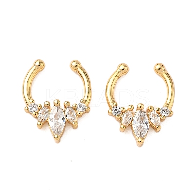Brass Pave Clear Cubic Zirconia Circular/Horseshoe Barbell Nose Rings EJEW-D337-18C-G-1