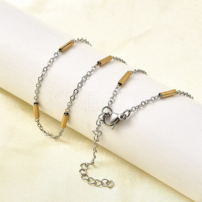 304 Stainless Steel Column Link Chain Necklaces for Women Men NJEW-A058-01GP-1