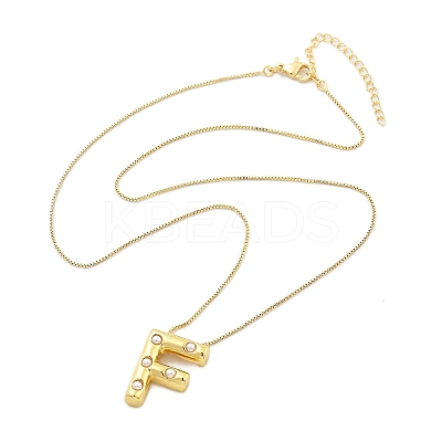 Brass & Plastic Pearl Letter Pendant Box Chain Necklaces for Women LS-NJEW-U017-01G-06-1