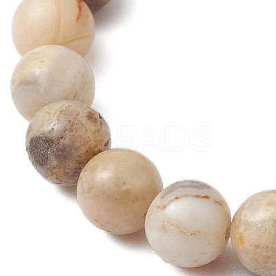 Round Natural Crazy Agate Beaded Stretch Bracelets for Women BJEW-JB11045-01-1