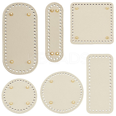 6Pcs 6 Style Flat Round PU Leather Knitting Crochet Bags Nail Bottom Shaper Pad DIY-PH0021-06A-1