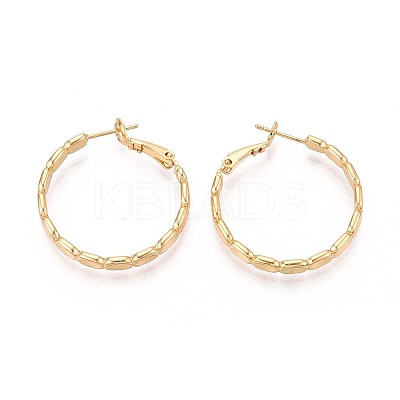 Oval Brass Hoop Earrings EJEW-T047-97G-1