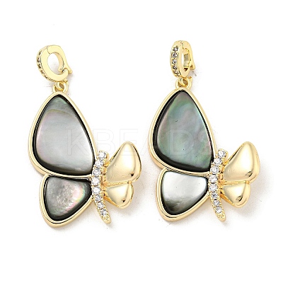 Brass Micro Pave Clear Cubic Zirconia Pendants KK-L211-019G-03-1