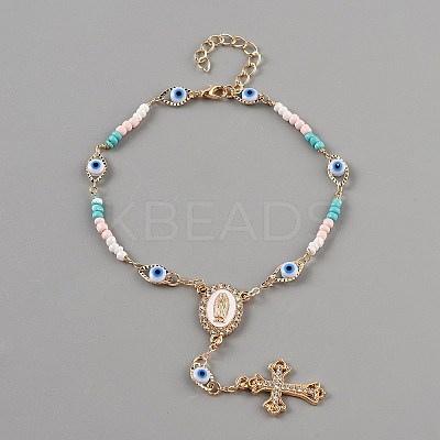 Alloy Evil Eye Link Bracelets BJEW-WH0817-002G-03-1